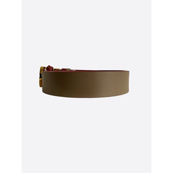 Dior Taupe & Rust Reversible Gold Buckle Belt - Picture 5 of 7